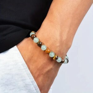 30cceec1-ebcc-46cf-bc18-61ad0ed617fd.jpg Natural Tiger Eye & Green Jade Bracelet For Abundance Handcrafted Beads For Energy & Style Adults Money & Success