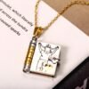 My Little Star Book Necklace For Daughter Son 18 Inch Stainless Steel Chain Gold Hardware Love Jewelry Birthday Graduation Gift