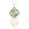 Chinese Style Enamel Bamboo Leaf Square Pendant Necklace