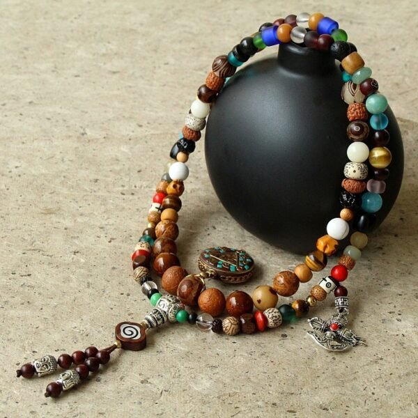 Ethnic Tibetan Star and Moon Bodhi Multi-treasure Consecrated Rosary Bracelet