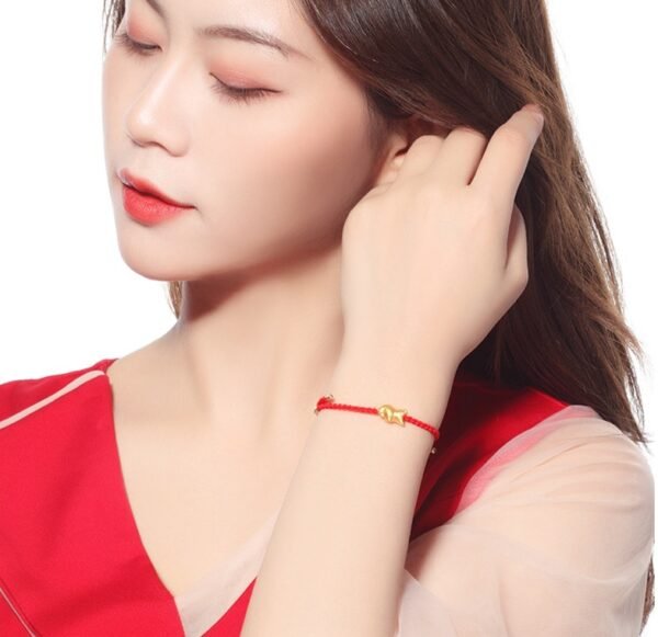 Ethnic Style Sand Gold Ox Zodiac Hand-Woven Red Rope Bracelet