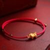 Ethnic Style Sand Gold Ox Zodiac Hand-Woven Red Rope Bracelet