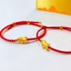 Ethnic Style Sand Gold Ox Zodiac Hand-Woven Red Rope Bracelet