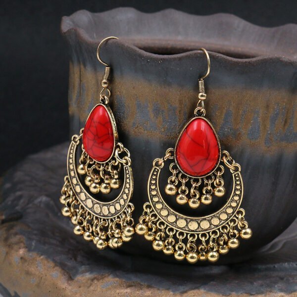 Golden Beads Tassel Earrings