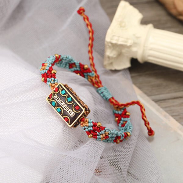 Retro Dunhuang Color Hand-Woven Bracelets with Tibetan Elements