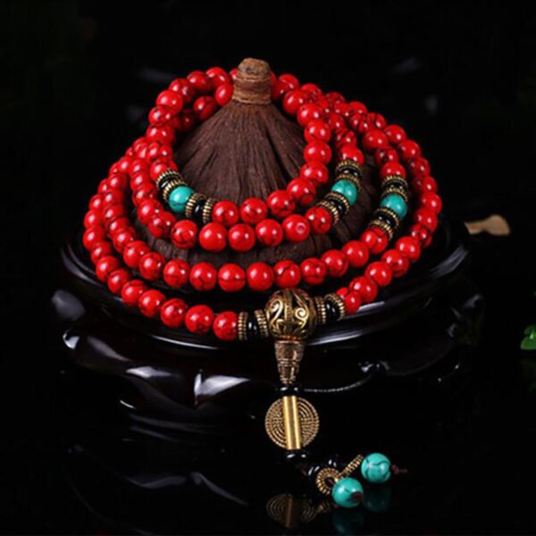 Prayer Beads Red Turquoise Bracelet