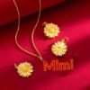 Court-Style Sunflower Womens Gold-Plated Pendant Necklace