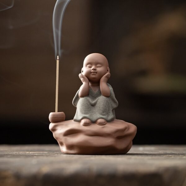 Zen Little Monk Ceramic Incense Burner - Chinese Agarwood Decor