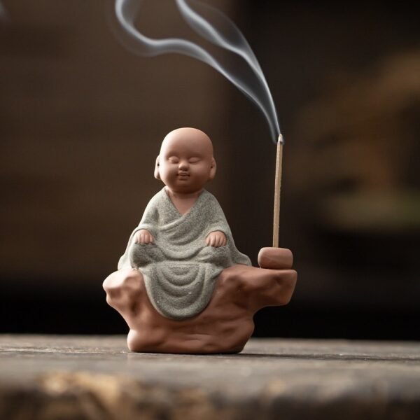 Zen Little Monk Ceramic Incense Burner - Chinese Agarwood Decor