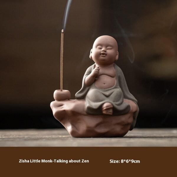 Zen Little Monk Ceramic Incense Burner - Chinese Agarwood Decor
