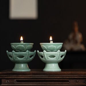 Handmade Natural Zen Ceramic Buddha Lamp – Spiritual Healing Sanctuary Decor