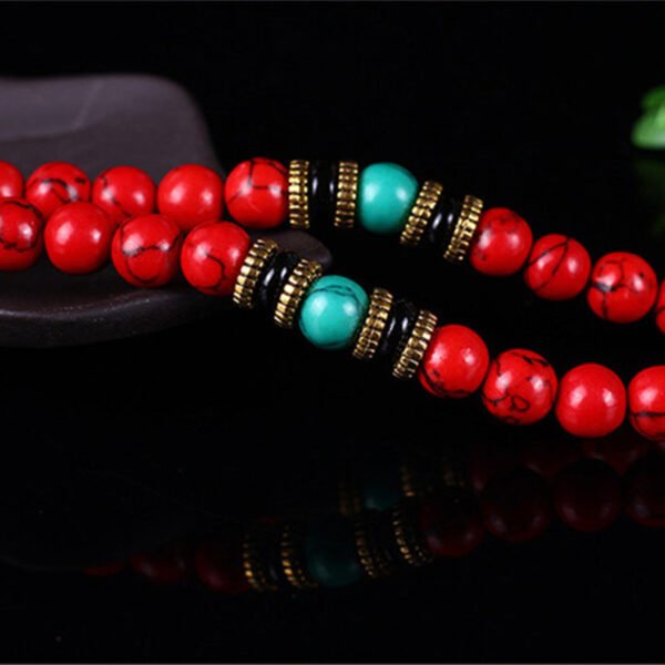 Prayer Beads Red Turquoise Bracelet