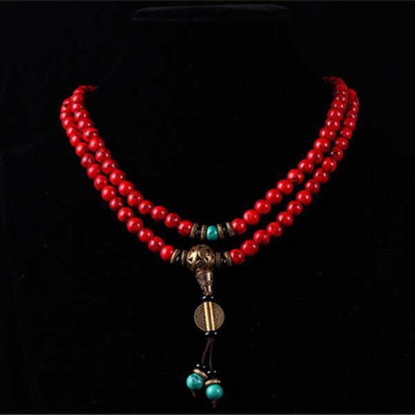 Prayer Beads Red Turquoise Bracelet