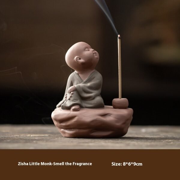 Zen Little Monk Ceramic Incense Burner - Chinese Agarwood Decor