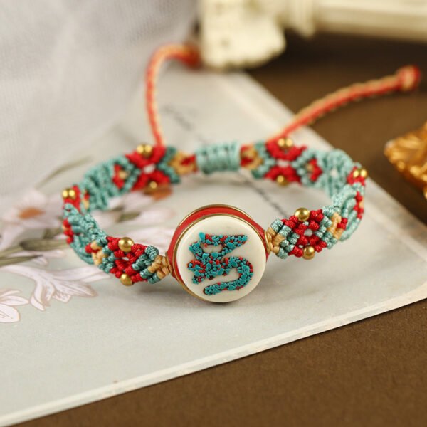 Retro Dunhuang Color Hand-Woven Bracelets with Tibetan Elements