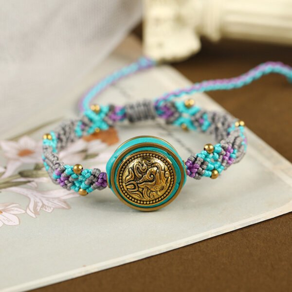 Retro Dunhuang Color Hand-Woven Bracelets with Tibetan Elements