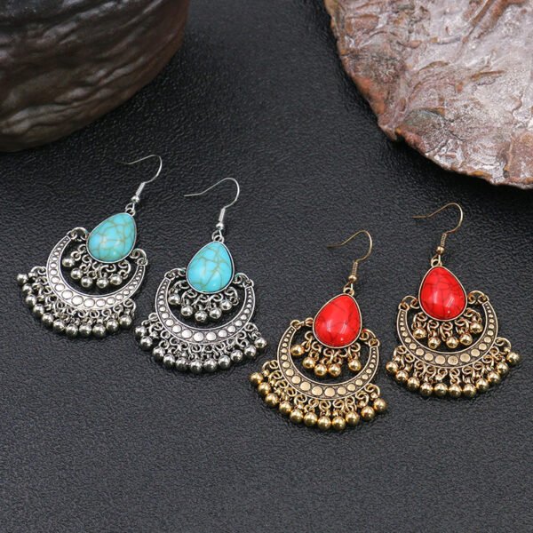 Golden Beads Tassel Earrings