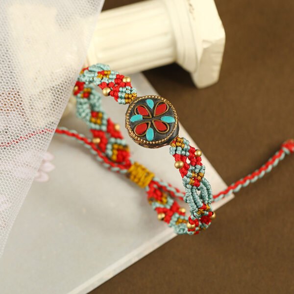 Retro Dunhuang Color Hand-Woven Bracelets with Tibetan Elements