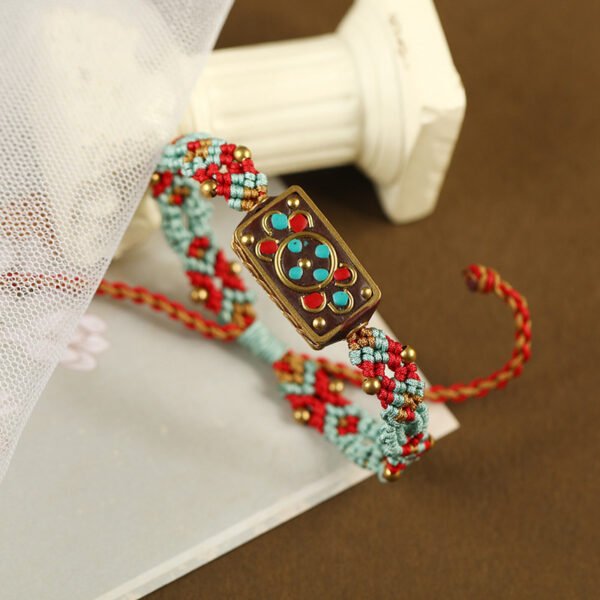 Retro Dunhuang Color Hand-Woven Bracelets with Tibetan Elements