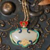 Chinese Style Retro Natural Jade Cloud Pattern Pendant Necklace