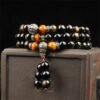 Tibetan Style Natural Gold Obsidian 108 Buddha Beads Bracelet with Tibetan Silver Beads