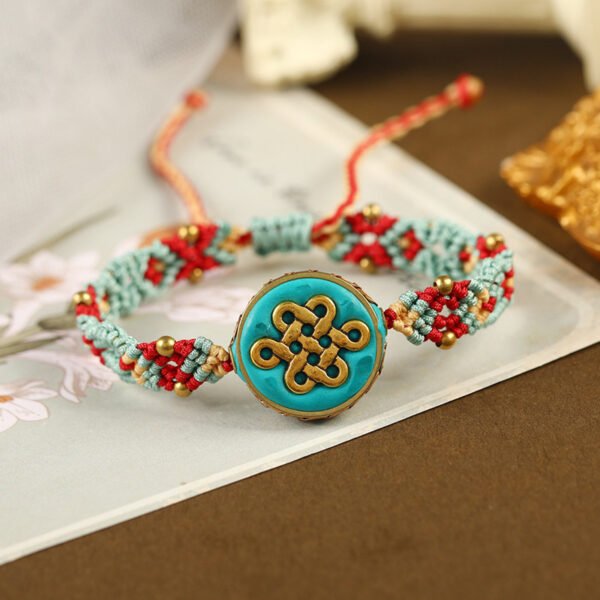 Retro Dunhuang Color Hand-Woven Bracelets with Tibetan Elements