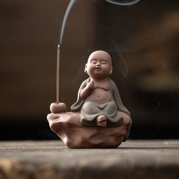 Zen Little Monk Ceramic Incense Burner - Chinese Agarwood Decor