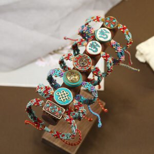 Retro Dunhuang Color Hand-Woven Bracelets with Tibetan Elements