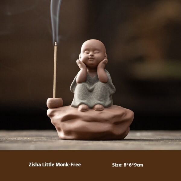 Zen Little Monk Ceramic Incense Burner - Chinese Agarwood Decor