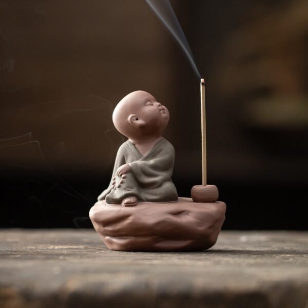 Zen Little Monk Ceramic Incense Burner - Chinese Agarwood Decor