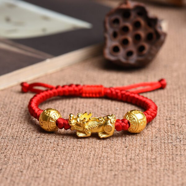 Ethnic Style Hand-Woven Red Rope Six-Character Mantra Bracelet